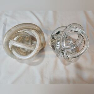 Decorative Glass Knot Pieces – Clear & White/Gold Glitter